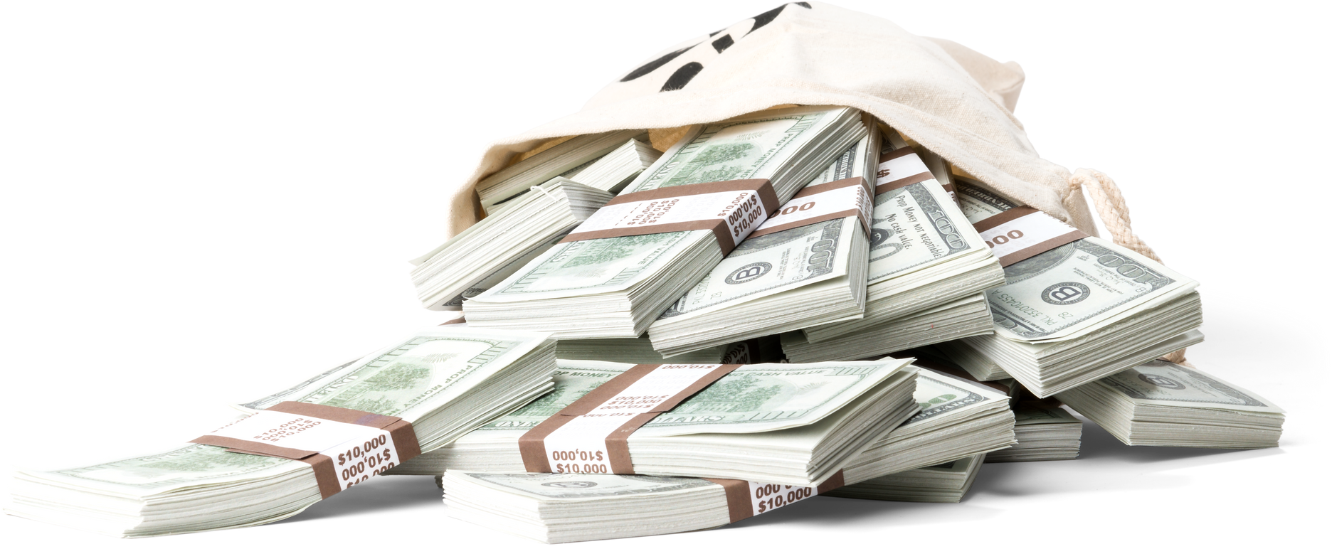 Money overflowing from money bag